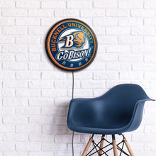 Load image into Gallery viewer, Bucknell Bisons: Go Bison - Round Slimline Lighted Wall Sign - The Fan-Brand