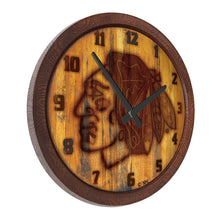 Load image into Gallery viewer, Chicago Blackhawks: Branded "Faux" Barrel Top Wall Clock - The Fan-Brand