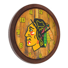 Load image into Gallery viewer, Chicago Blackhawks: "Faux" Barrel Top Wall Clock - The Fan-Brand