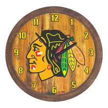 Load image into Gallery viewer, Chicago Blackhawks: "Faux" Barrel Top Wall Clock - The Fan-Brand
