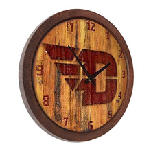 Load image into Gallery viewer, Dayton Flyers: Branded "Faux" Barrel Top Wall Clock - The Fan-Brand