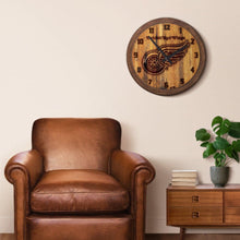 Load image into Gallery viewer, Detroit Red Wings: Branded "Faux" Barrel Top Wall Clock - The Fan-Brand