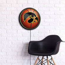 Load image into Gallery viewer, Iowa Hawkeyes: Basketball - Round Slimline Lighted Wall Sign - The Fan-Brand