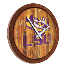Load image into Gallery viewer, LSU Tigers: Weathered "Faux" Barrel Top Wall Clock - The Fan-Brand