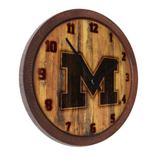 Load image into Gallery viewer, Michigan Wolverines: Branded "Faux" Barrel Top Wall Clock - The Fan-Brand