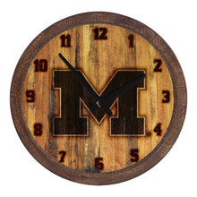 Load image into Gallery viewer, Michigan Wolverines: Branded "Faux" Barrel Top Wall Clock - The Fan-Brand