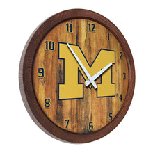 Load image into Gallery viewer, Michigan Wolverines: "Faux" Barrel Top Wall Clock - The Fan-Brand