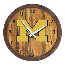 Load image into Gallery viewer, Michigan Wolverines: "Faux" Barrel Top Wall Clock - The Fan-Brand