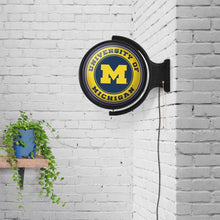 Load image into Gallery viewer, Michigan Wolverines: Original Round Rotating Lighted Wall Sign - The Fan-Brand