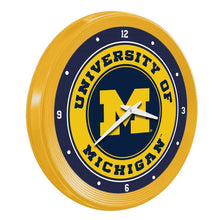 Load image into Gallery viewer, Michigan Wolverines: Ribbed Frame Wall Clock - The Fan-Brand