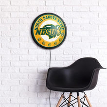Load image into Gallery viewer, North Dakota State Bison: Round Slimline Lighted Wall Sign - The Fan-Brand