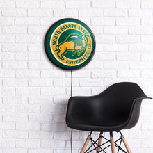 Load image into Gallery viewer, North Dakota State Bison: Round Slimline Lighted Wall Sign - The Fan-Brand