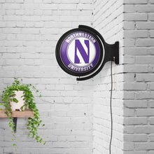 Load image into Gallery viewer, Northwestern Wildcats: Original Round Rotating Lighted Wall Sign - The Fan-Brand