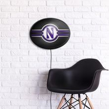 Load image into Gallery viewer, Northwestern Wildcats: Oval Slimline Lighted Wall Sign - The Fan-Brand