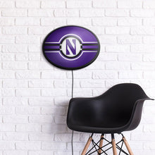 Load image into Gallery viewer, Northwestern Wildcats: Oval Slimline Lighted Wall Sign - The Fan-Brand