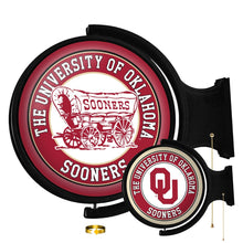 Load image into Gallery viewer, Oklahoma Sooners: Double-Sided Original Round Rotating Lighted Wall Sign - The Fan-Brand