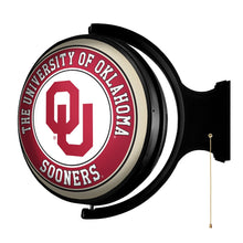 Load image into Gallery viewer, Oklahoma Sooners: Double-Sided Original Round Rotating Lighted Wall Sign - The Fan-Brand