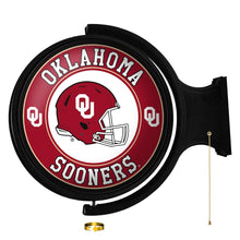 Load image into Gallery viewer, Oklahoma Sooners: Helmet - Original Round Rotating Lighted Wall Sign - The Fan-Brand