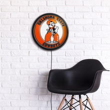 Load image into Gallery viewer, Oklahoma State Cowboys: Pistol Pete - Round Slimline Lighted Wall Sign - The Fan-Brand