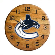 Load image into Gallery viewer, Vancouver Canucks Oak Barrel Clock