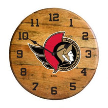 Load image into Gallery viewer, Ottawa Senators Oak Barrel Clock