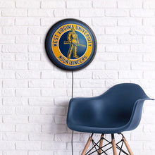 Load image into Gallery viewer, West Virginia Mountaineers: Mountaineer - Round Slimline Lighted Wall Sign - The Fan-Brand