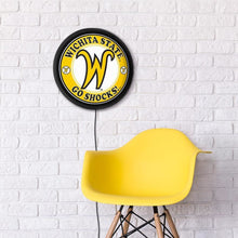 Load image into Gallery viewer, Wichita State Shockers: Script W - Round Slimline Lighted Wall Sign - The Fan-Brand