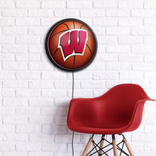 Load image into Gallery viewer, Wisconsin Badgers: Basketball - Round Slimline Lighted Wall Sign - The Fan-Brand