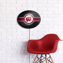 Load image into Gallery viewer, Wisconsin Badgers: Oval Slimline Lighted Wall Sign - The Fan-Brand
