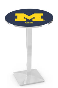 University of Michigan 30" Top Pub Table with Chrome Finish