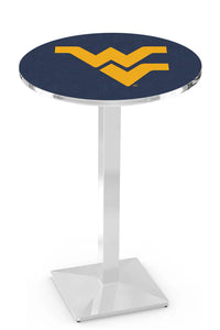 West Virginia University 30" Top Pub Table with Chrome Finish