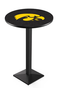University of Iowa 30" Top Pub Table with Black Wrinkle Finish