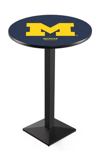 University of Michigan 30" Top Pub Table with Black Wrinkle Finish