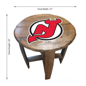 New Jersey Devils Oak Barrel Table