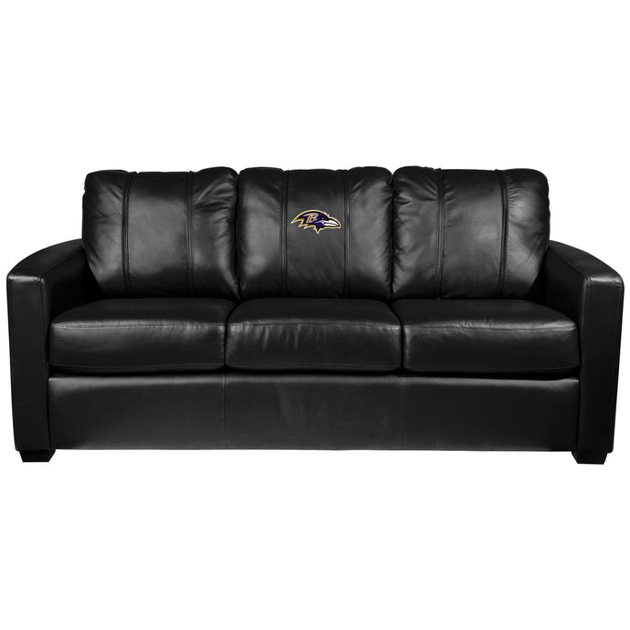 Silver Sofa with Baltimore Ravens Primary Logo