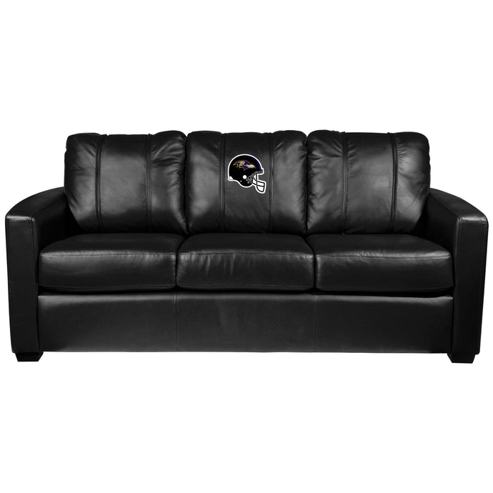 Silver Sofa with Baltimore Ravens Helmet Logo