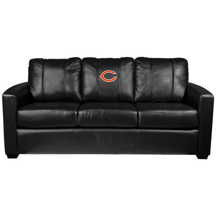 Silver Sofa with Chicago Bears Primary Logo