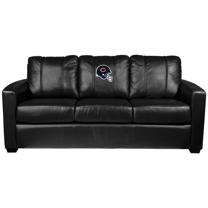 Silver Sofa with Chicago Bears Helmet Logo