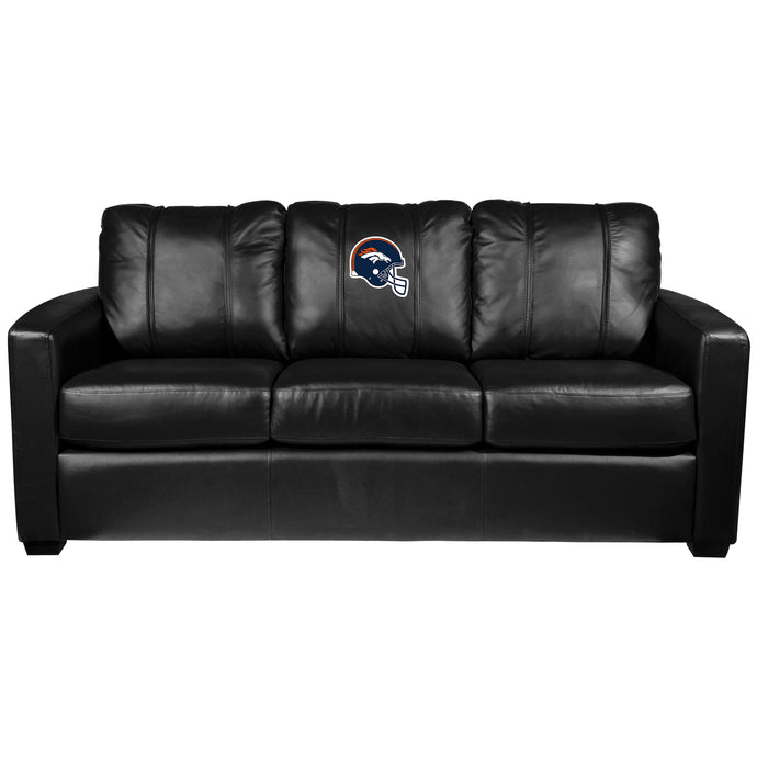 Silver Sofa with Denver Broncos Helmet Logo