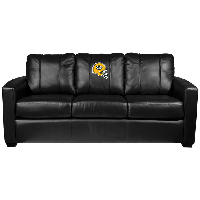 Silver Sofa with Green Bay Packers Helmet Logo