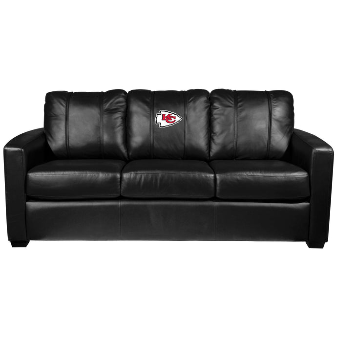 Silver Sofa with Kansas City Chiefs Primary Logo