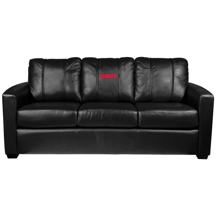 Silver Sofa with Kansas City Chiefs Secondary Logo