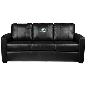 Silver Sofa with Miami Dolphins Primary Logo