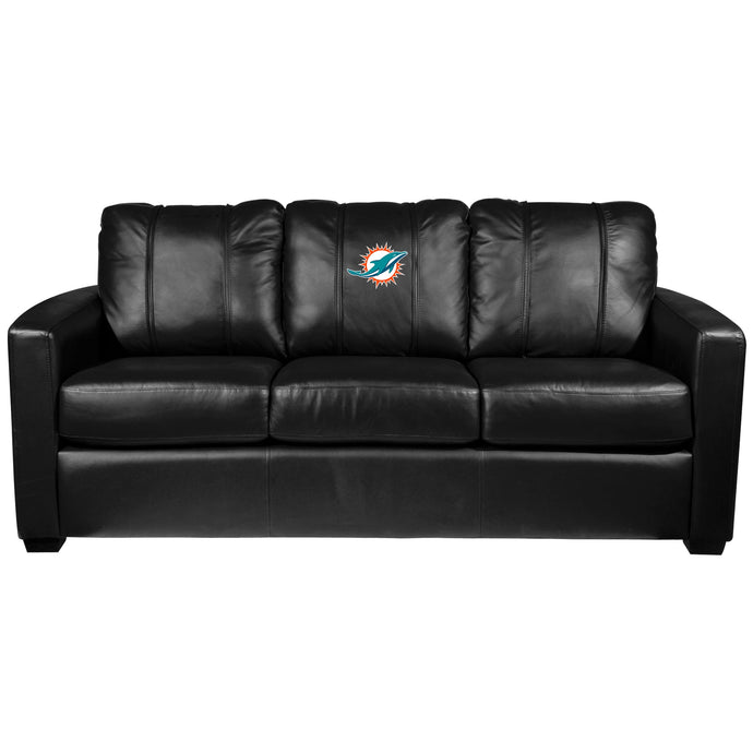 Silver Sofa with Miami Dolphins Primary Logo