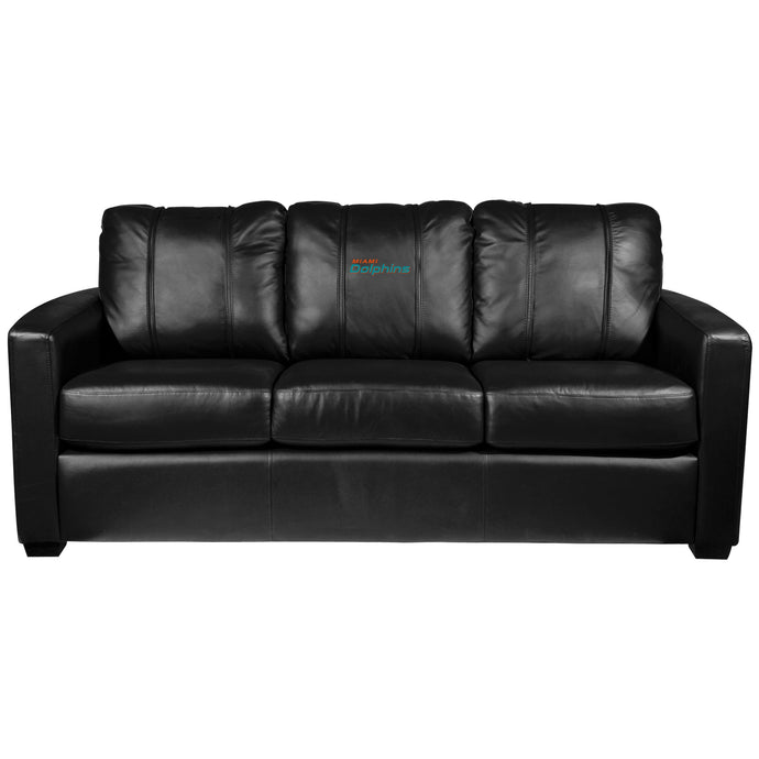 Silver Sofa with Miami Dolphins Secondary Logo