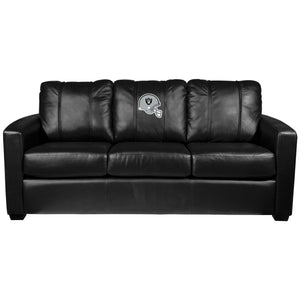 Silver Sofa with Las Vegas Raiders Helmet Logo