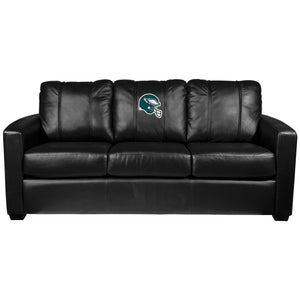 Silver Sofa with Philadelphia Eagles Helmet Logo