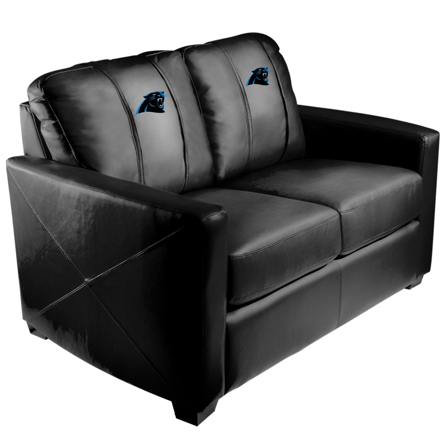 Silver Loveseat with Carolina Panthers Primary Logo