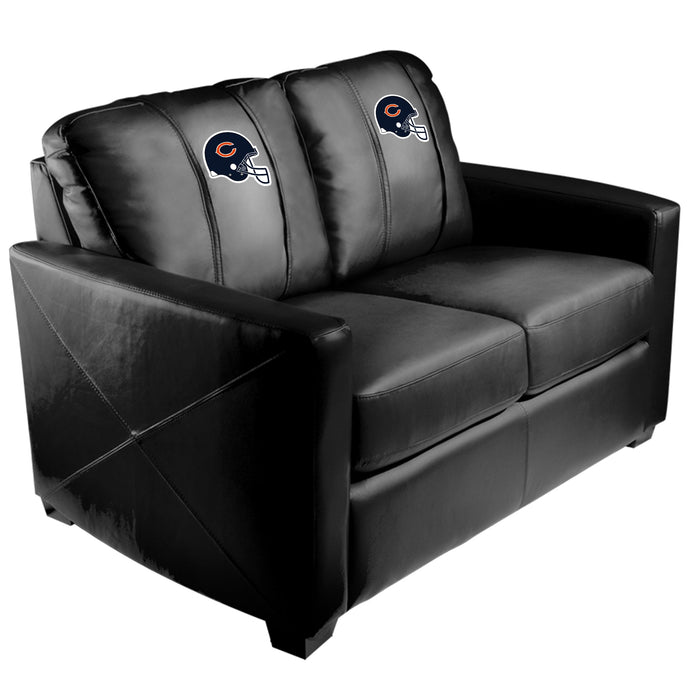 Silver Loveseat with Chicago Bears Helmet Logo