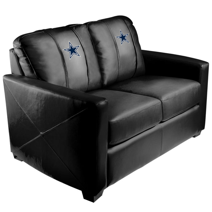 Silver Loveseat with Dallas Cowboys Primary Logo